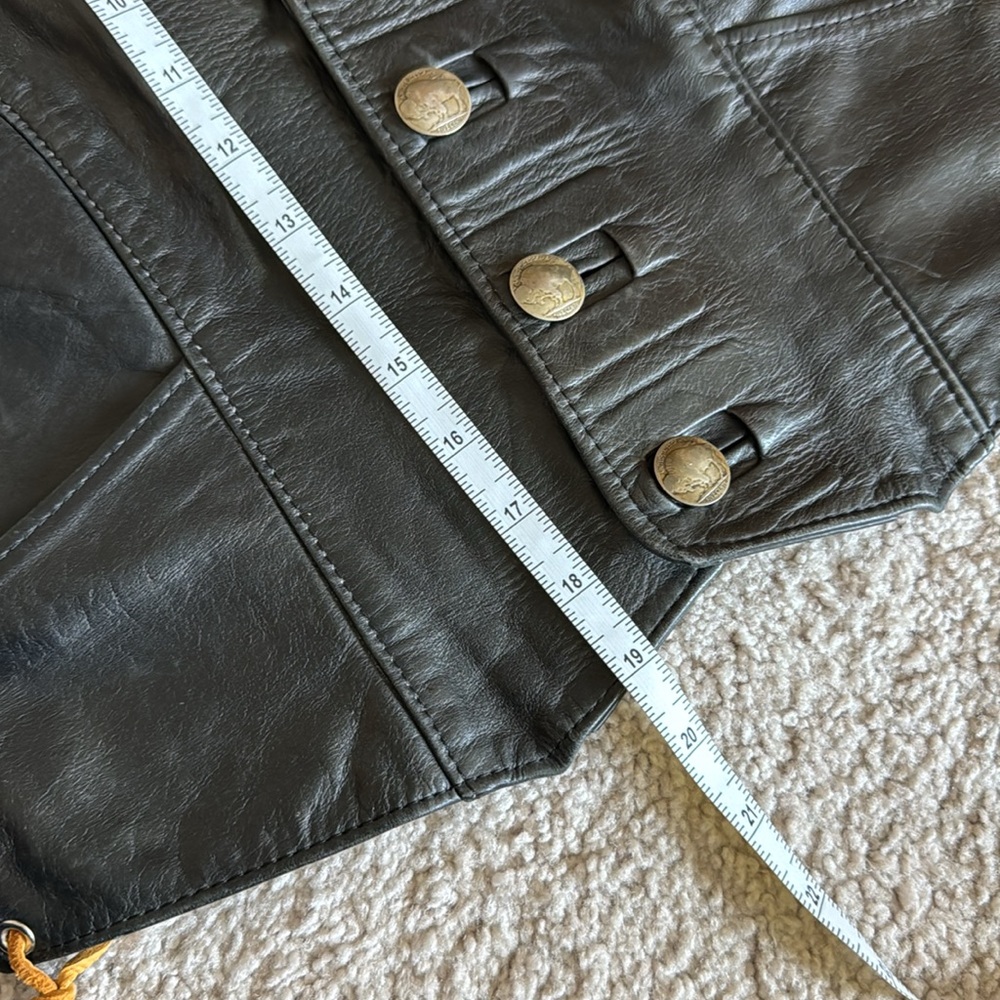 Kelly’s Leather Works 100% Leather Black Vest Buffalo Nickel Concho size 12 - Picture 10 of 10